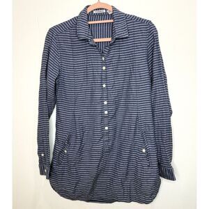 Toad & Co Shirt Womens Small Blue Button Up Tunic Top Mixologist Pockets Outdoor